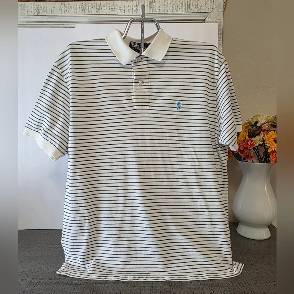 Ralph Lauren White and Black Striped Polo